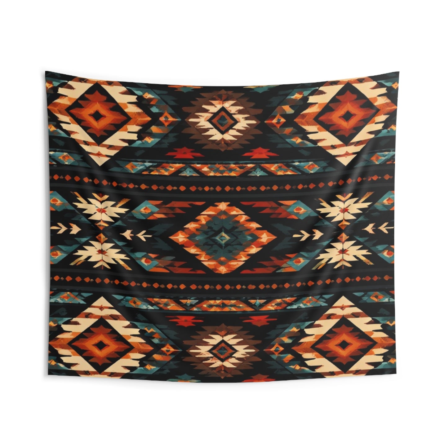 Southwestern Diamond Indoor Wall Tapestry — Boho Tribal Aztec Pattern