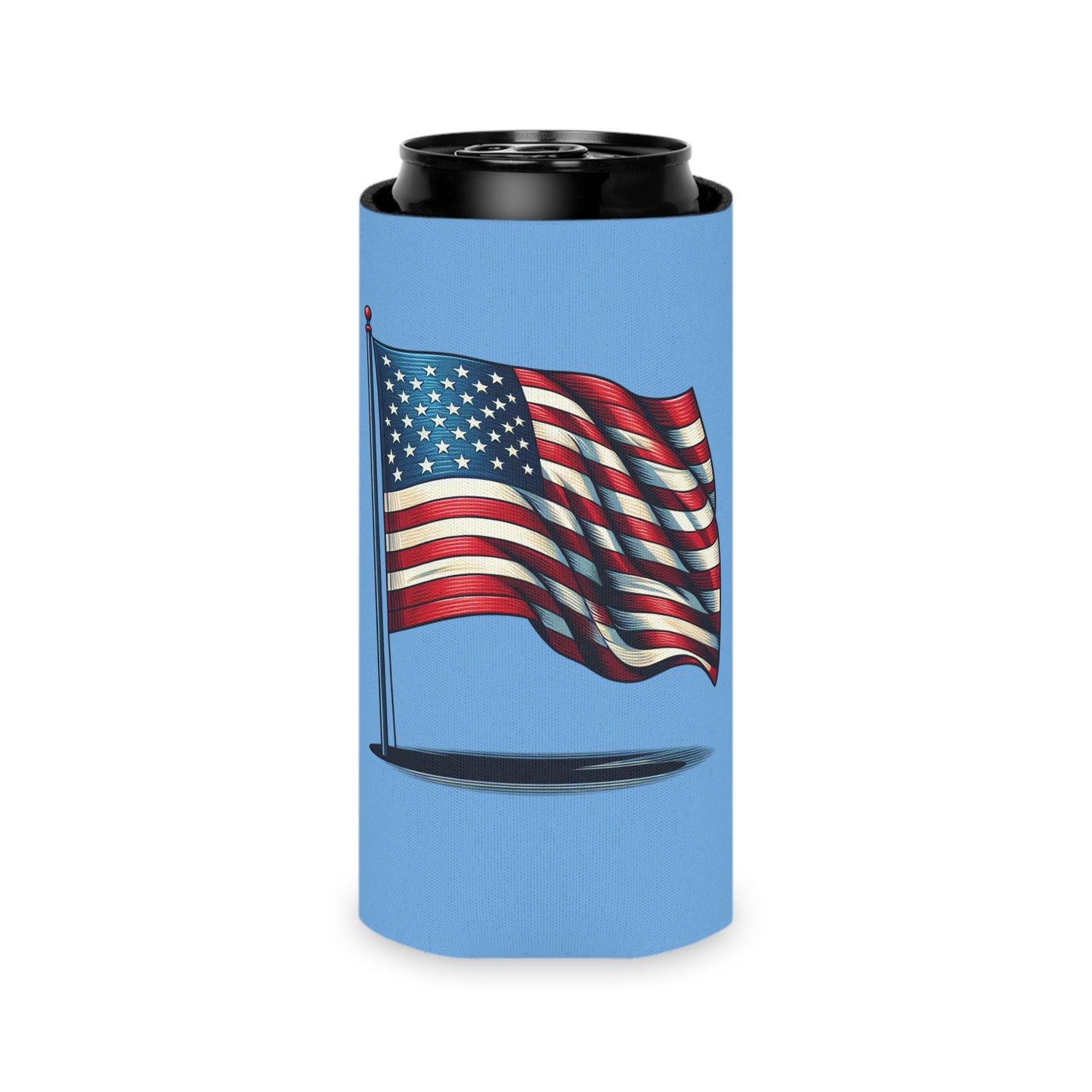 Patriotic Can Cooler, American Flag Drink Sleeve, Summer BBQ Beverage Holder, Fourth of July Party Favor, Cooler for Beer & Soda