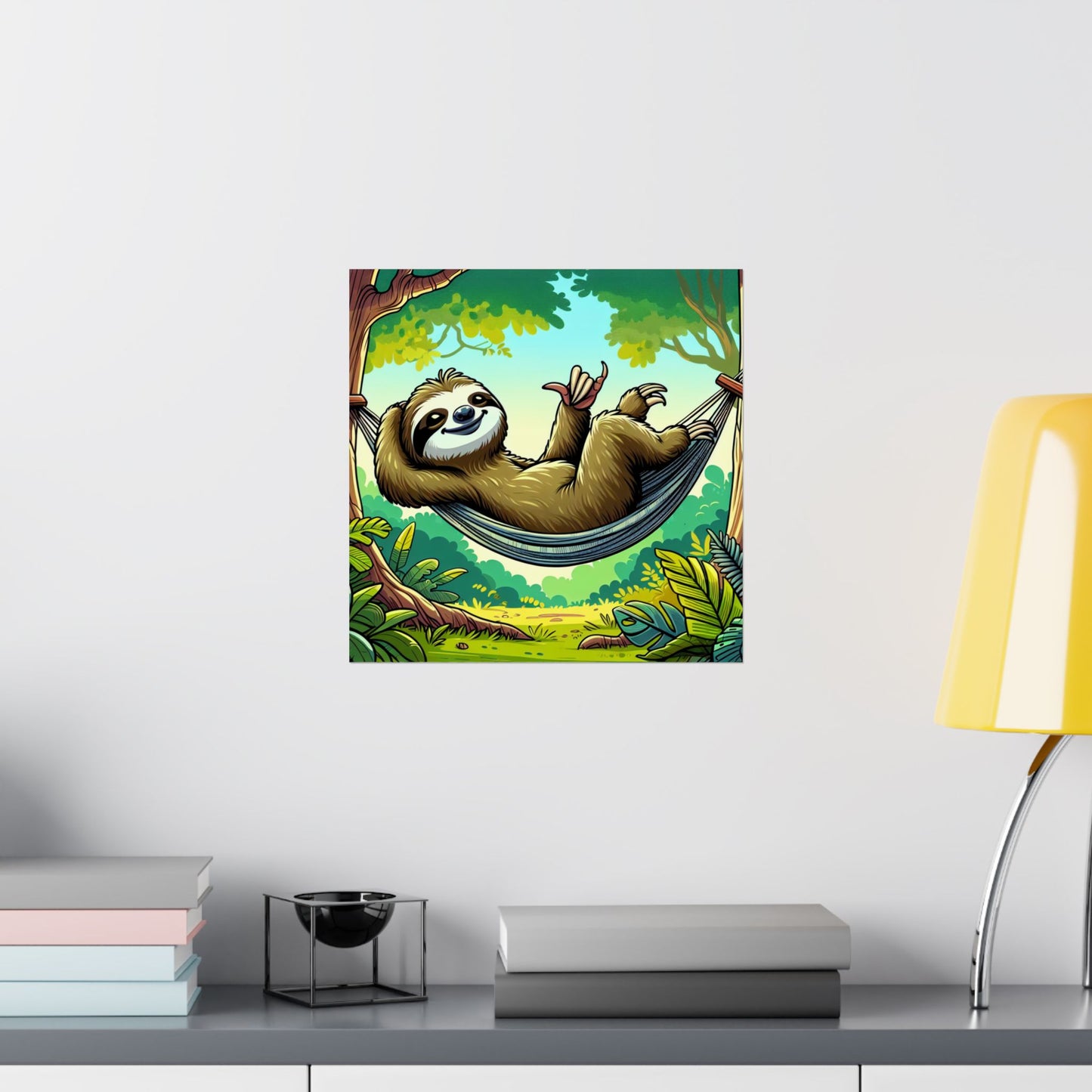 Sloth Hammock Matte Poster — Tropical Relaxation Wall Art