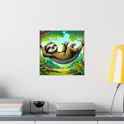 Sloth Hammock Matte Poster — Tropical Relaxation Wall Art