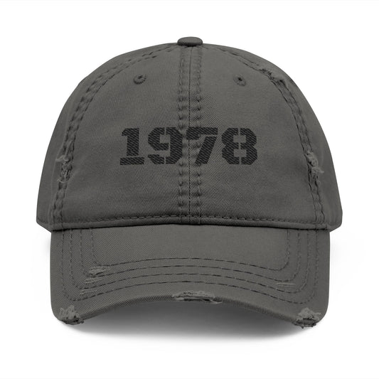 Distressed Dad Hat with 1978 Embroidery, Vintage Hat, Casual Wear, Gift for Dads, Comfortable Cap, Trendy Accessory - TRV