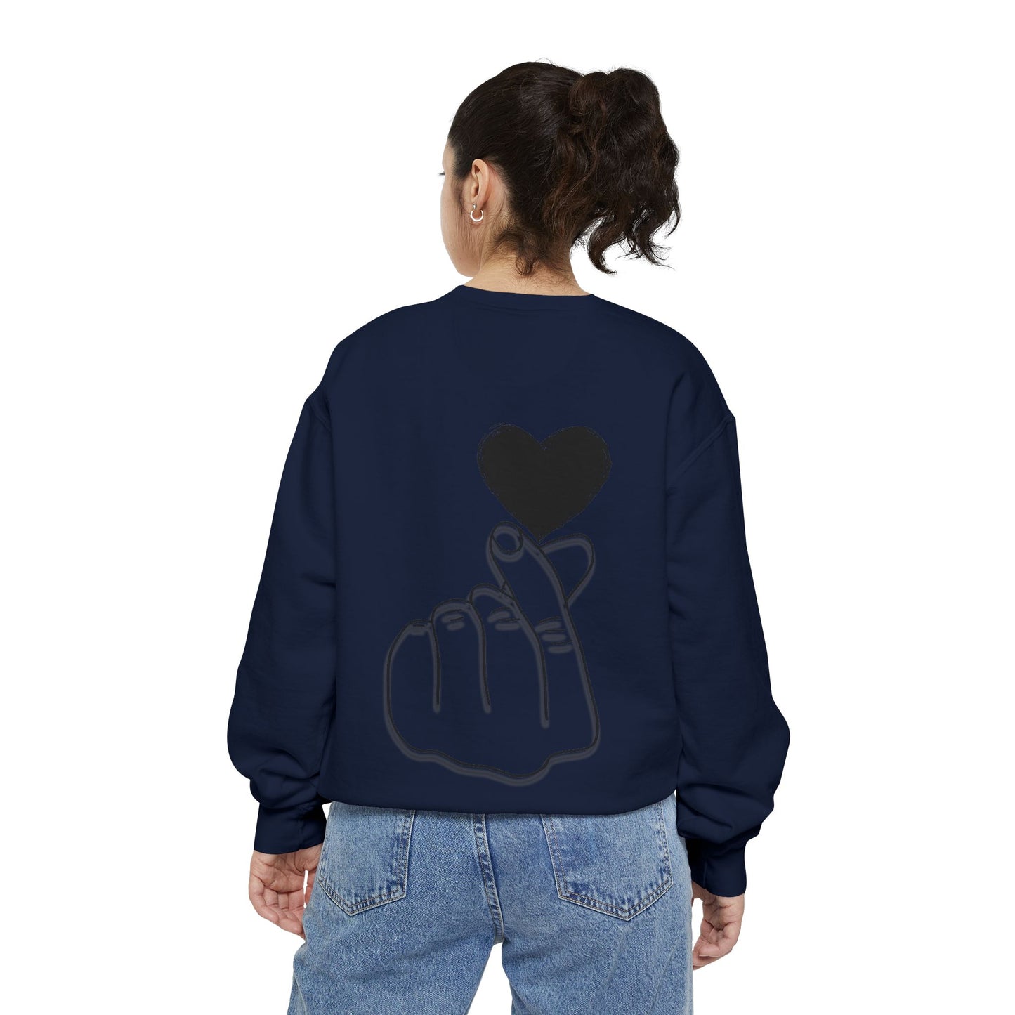 Unisex Garment-Dyed Sweatshirt with Heart Design - Cozy & Stylish