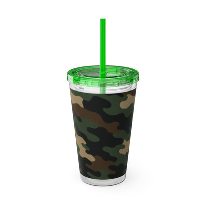 Stylish Camo Tumbler, 16oz Cup with Straw, Perfect for Outdoor Adventures, Gifts for Him, Travel Mug, Eco-friendly Drinkware, Camping - TRV