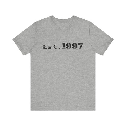 Vintage 1997 Established T-Shirt by Printify featuring a classic design and bold "Est. 1997" print on soft cotton fabric.