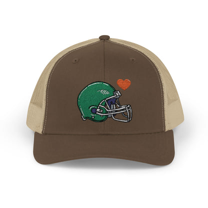 Snapback Trucker Cap with Football Heart Design - Perfect for Sports Fans, Gifts for Gamers, Casual Outings, Tailgating, and Team Spirit - TRV