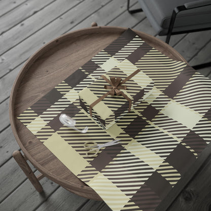 Plaid Stripe Wrapping Paper Roll — Neutral Black & Cream Gift Wrap
