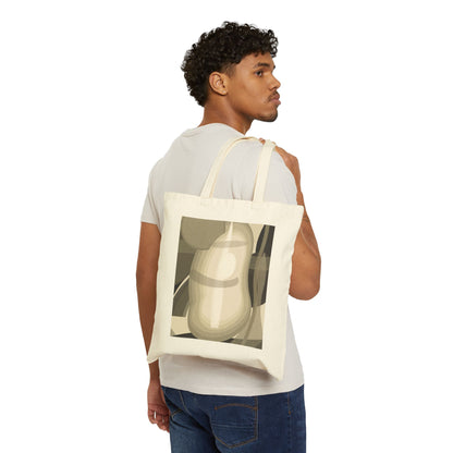Abstract Pear Still Life Tote Bag | Neutral Geometric Fruit Print
