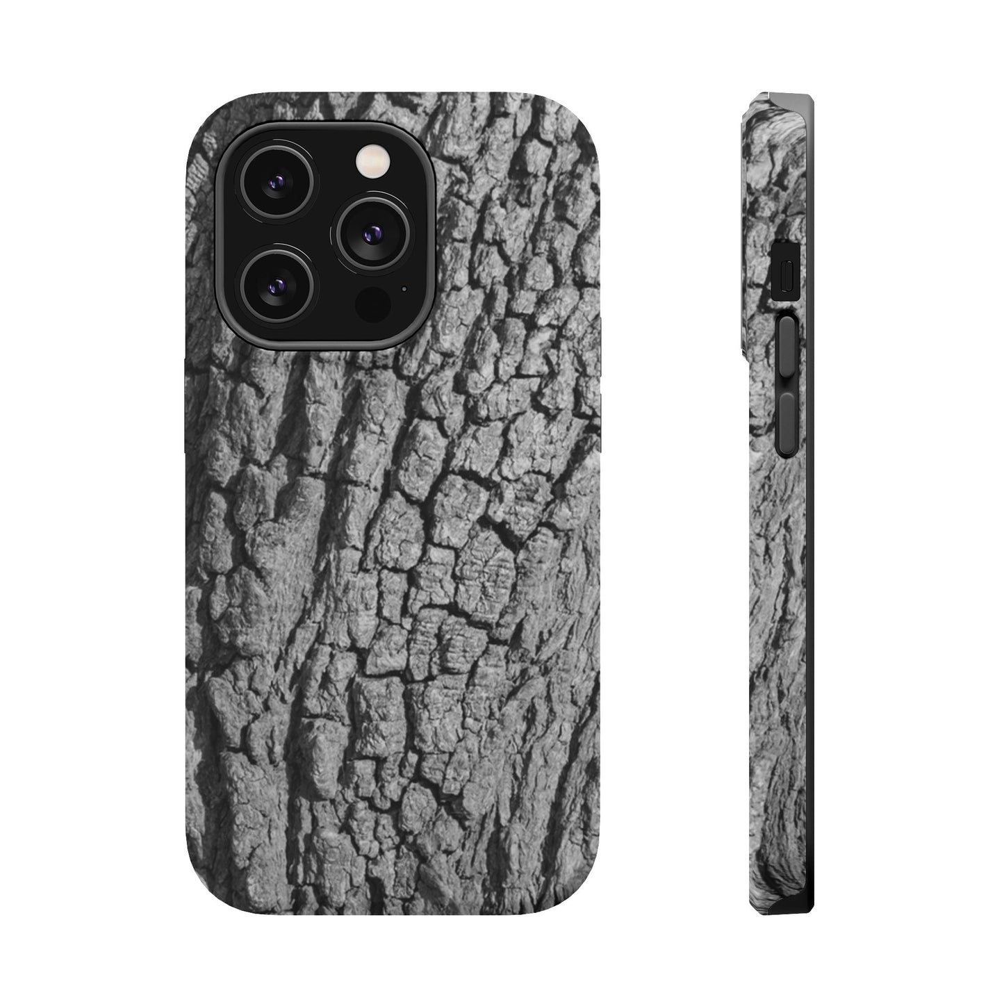 Bark texture phone case with MagSafe magnet ring visible