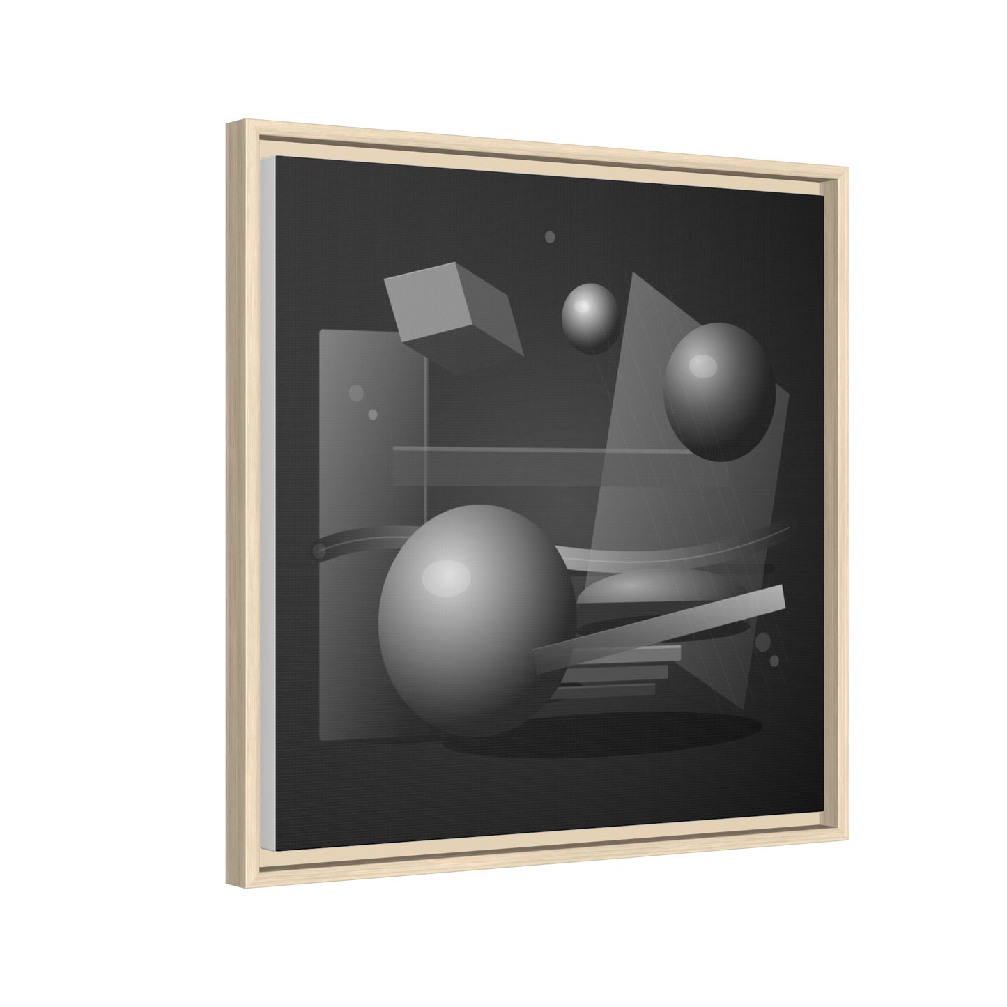 Monochrome Geometric Spheres Canvas Framed Wall Art | Matte Print