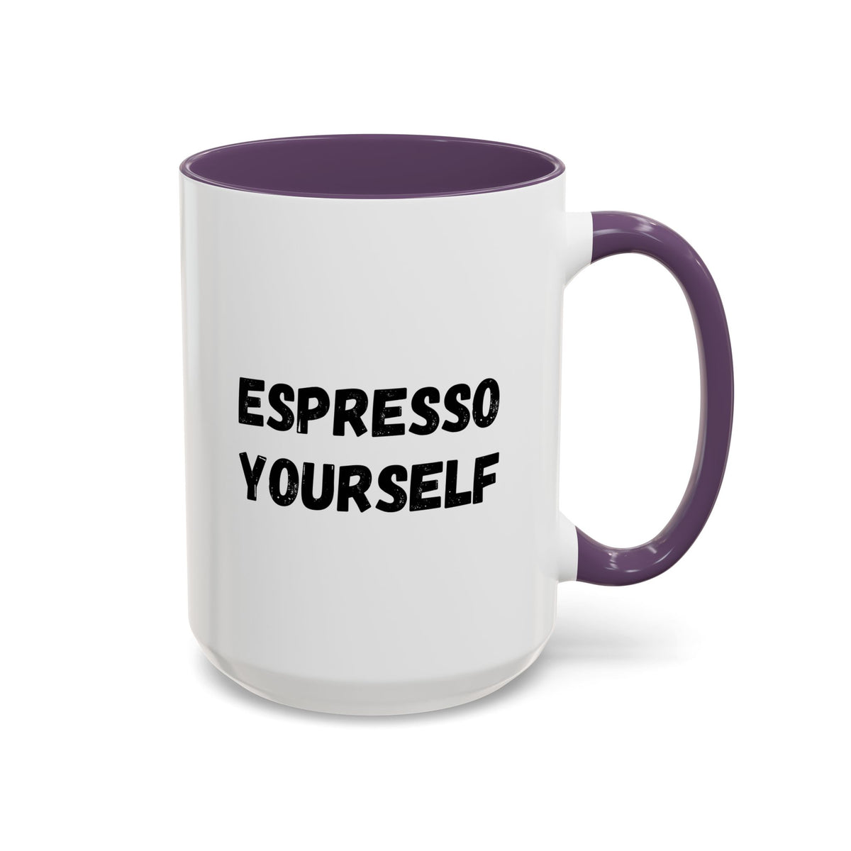Printify espresso yourself accent coffee mug with funny coffee lover quote, 11 oz ceramic mug for hot beverages.