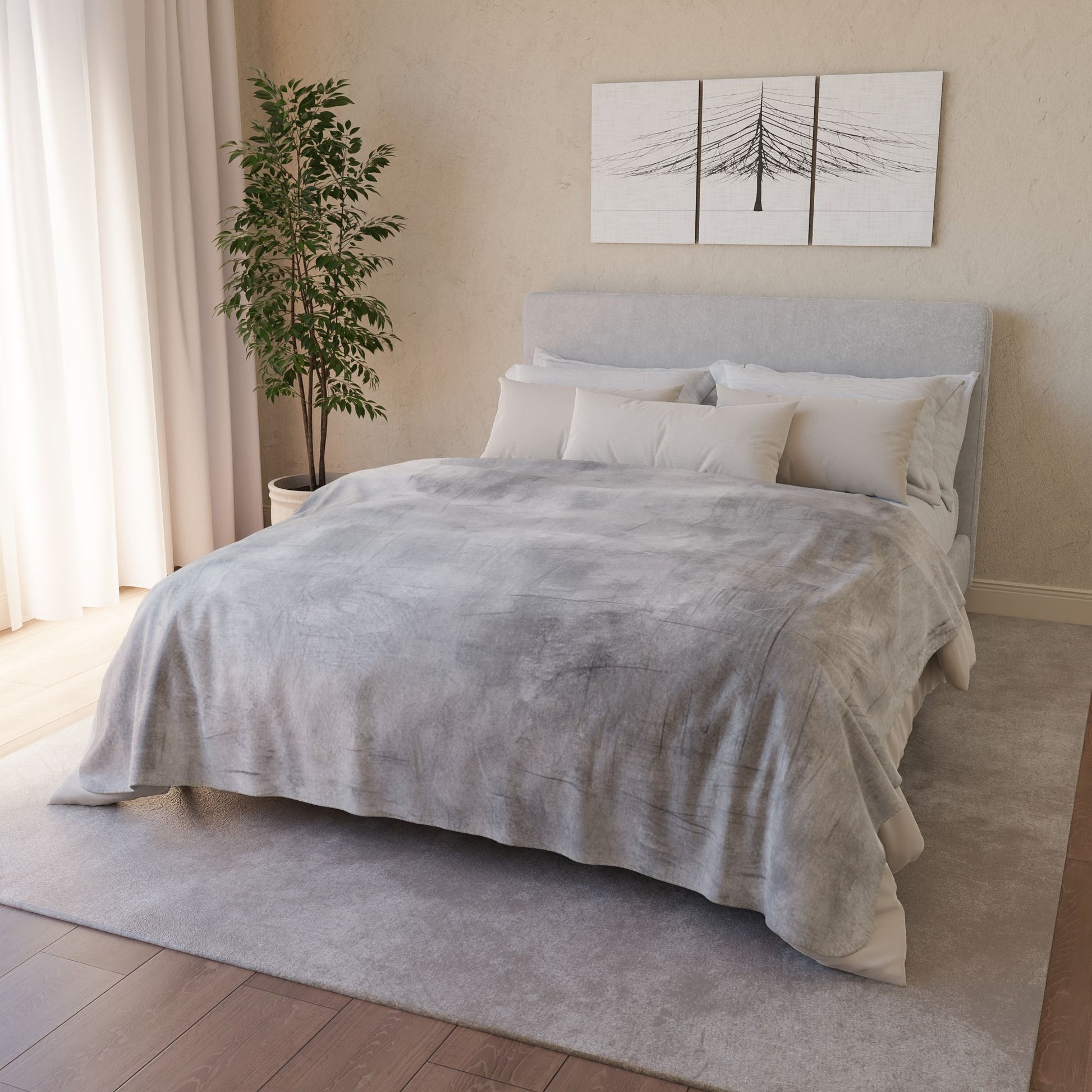Soft sherpa fleece throw blanket from Printify, cozy winter home decor with plush, warm fabric for comfortable lounging.