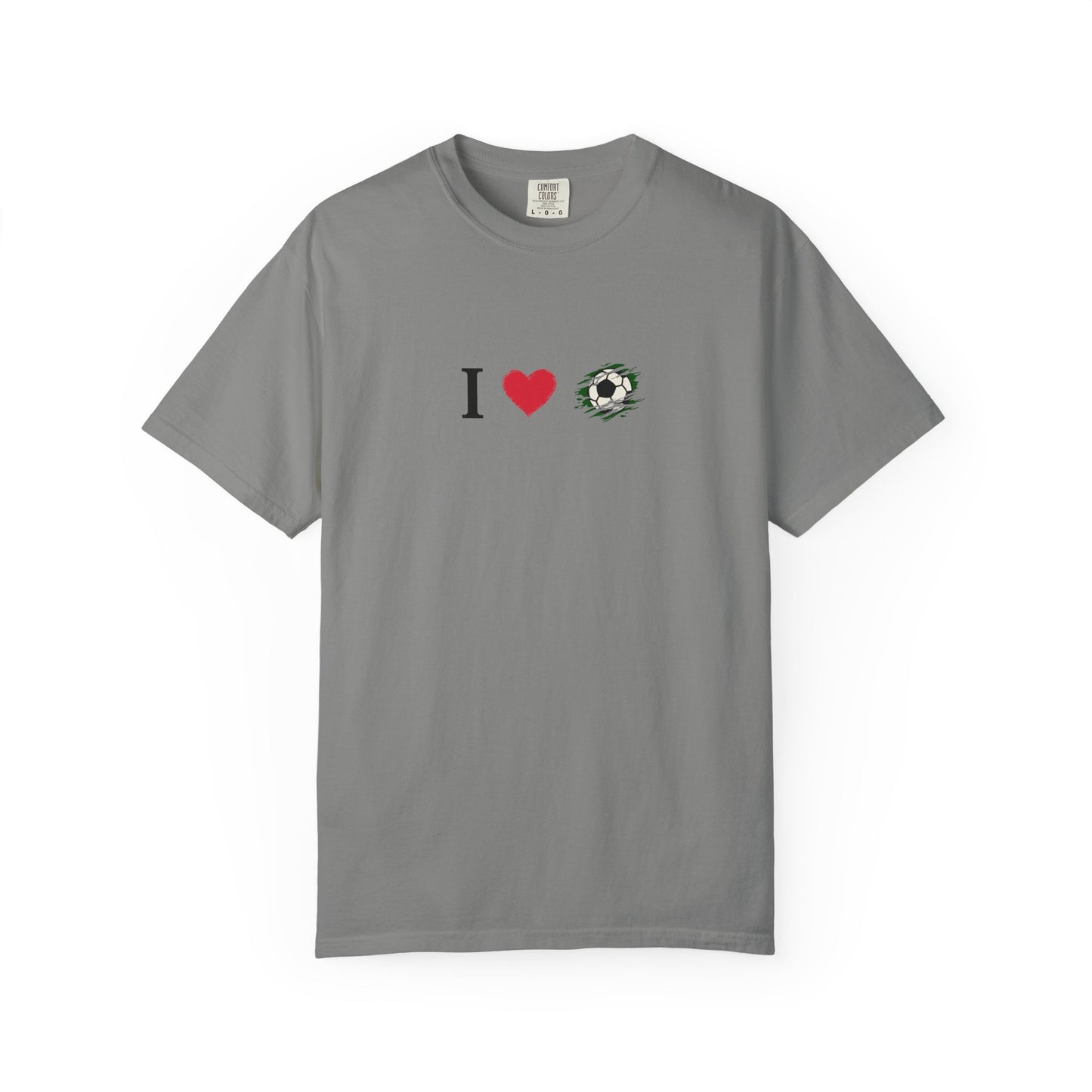 I Love Football (Soccer) Unisex Garment-Dyed T-shirt, Casual Tee, Everyday Wear, Gift for Him/Her, Stylish Apparel - TRV