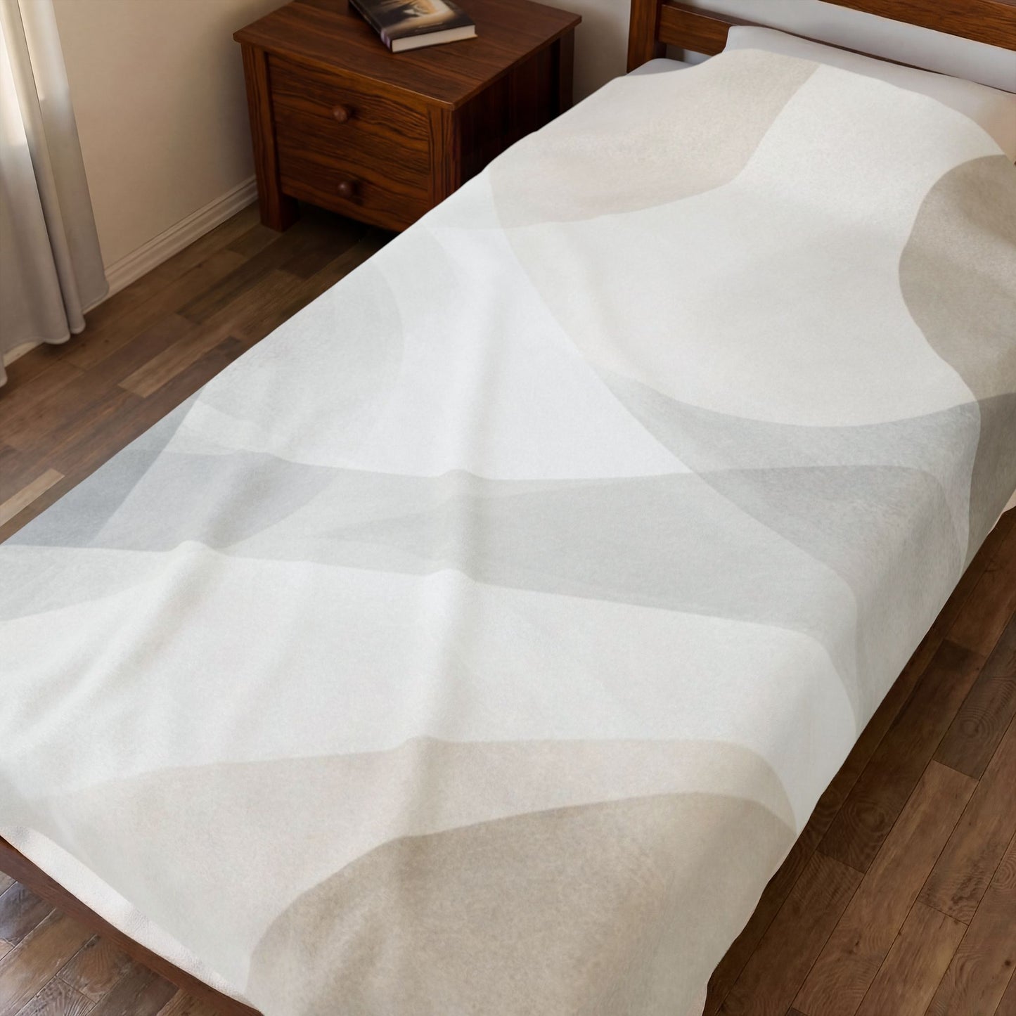 Neutral Abstract Shapes Velveteen Plush Blanket | Minimal Geometric Throw