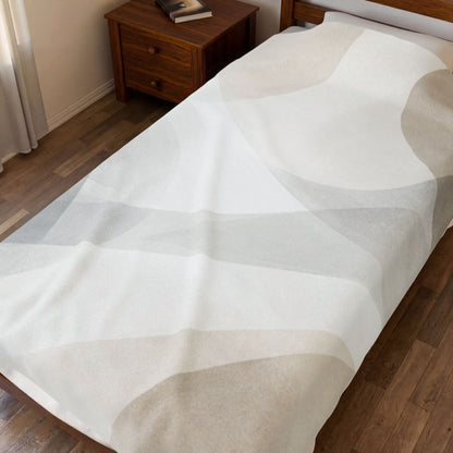 Neutral Abstract Shapes Velveteen Plush Blanket | Minimal Geometric Throw