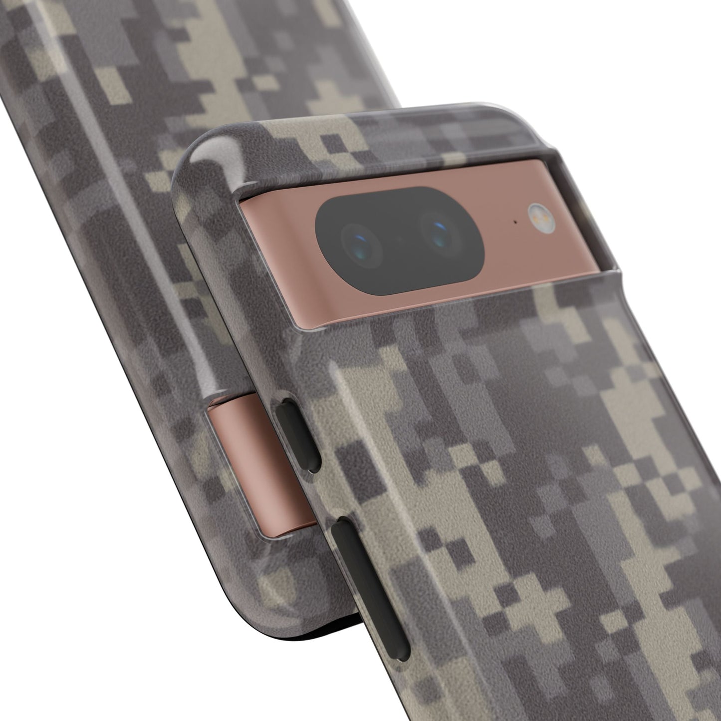Rugged digital camouflage Printify phone case with reinforced edges and protective design for tough, durable smartphone coverage.