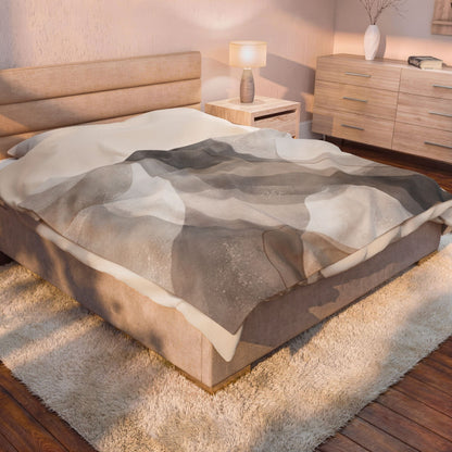 Neutral Abstract Watercolor Blanket | Modern Geometric Waves Throw
