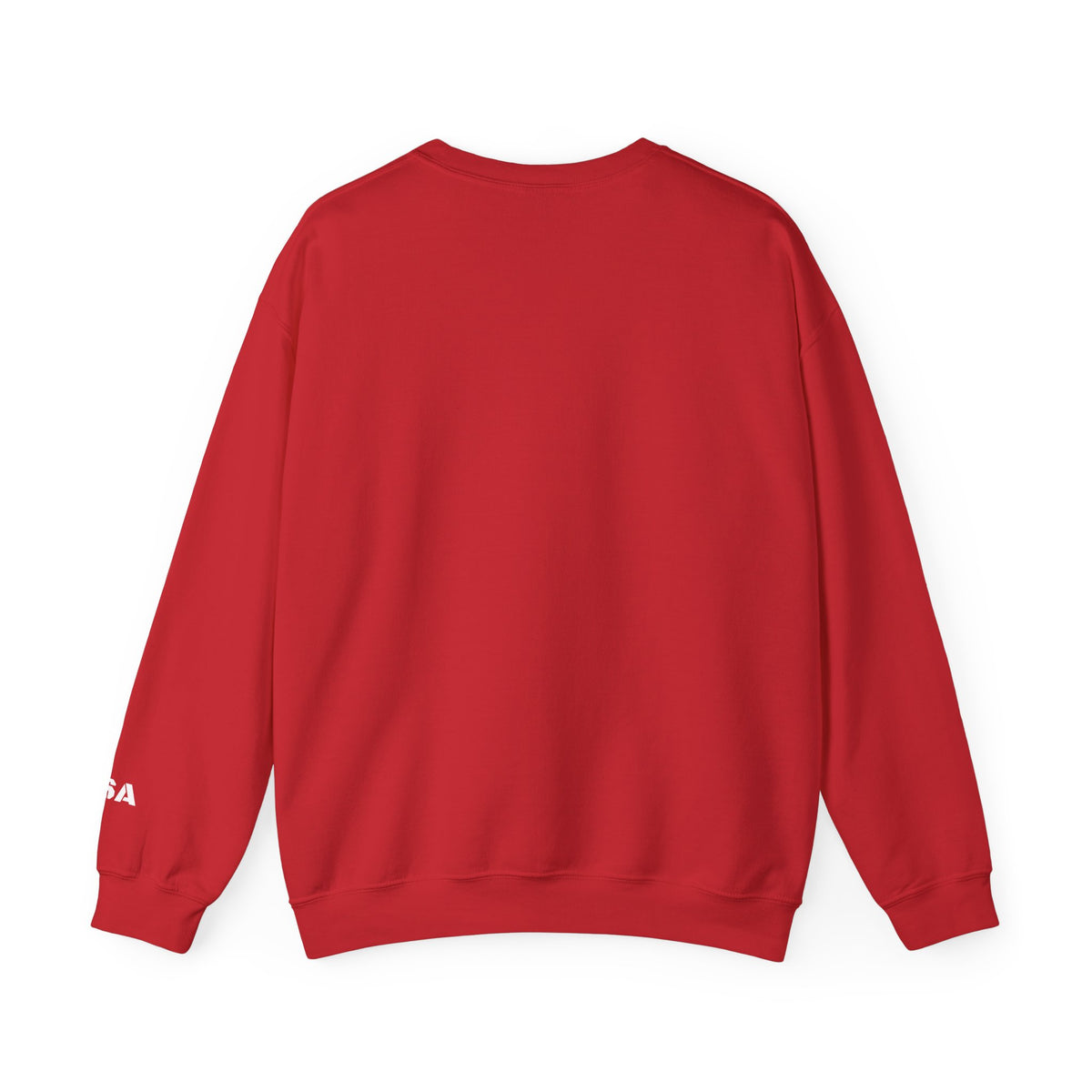 USA Printify crewneck sweatshirt with patriotic design, cozy fit, ideal for all seasons, featuring red, white, and blue accents.