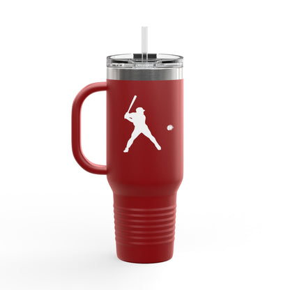 Insulated Travel Mug for Sports Lovers, 40oz Tumbler, Red Baseball Design, Perfect Gift for Fans, Outdoor Adventures, Road Trips, Tailgating
