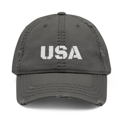 Distressed USA Dad Hat, Casual Cap, Vintage Style Hat, Unisex Baseball Cap, Embroidered Hat for Dad, Perfect Gift for Dad's Day - TRV