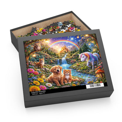 Rainbow Unicorn and Puppies Puzzle