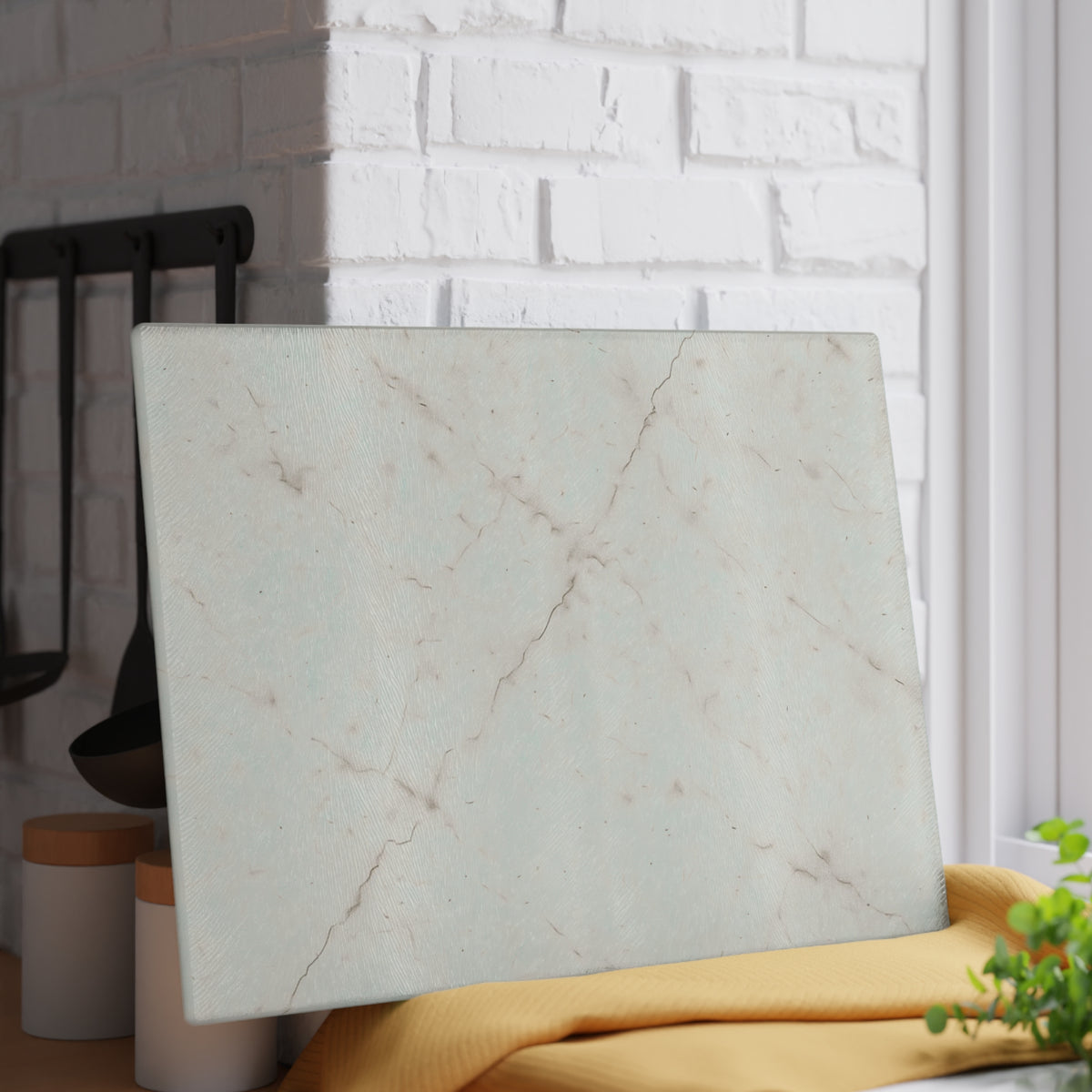 Marble-Print Glass Cutting Board — Elegant Kitchen Prep Surface