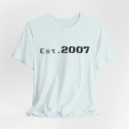 Vintage Est. 2007 T-Shirt by Printify featuring a classic design with the established year prominently displayed.