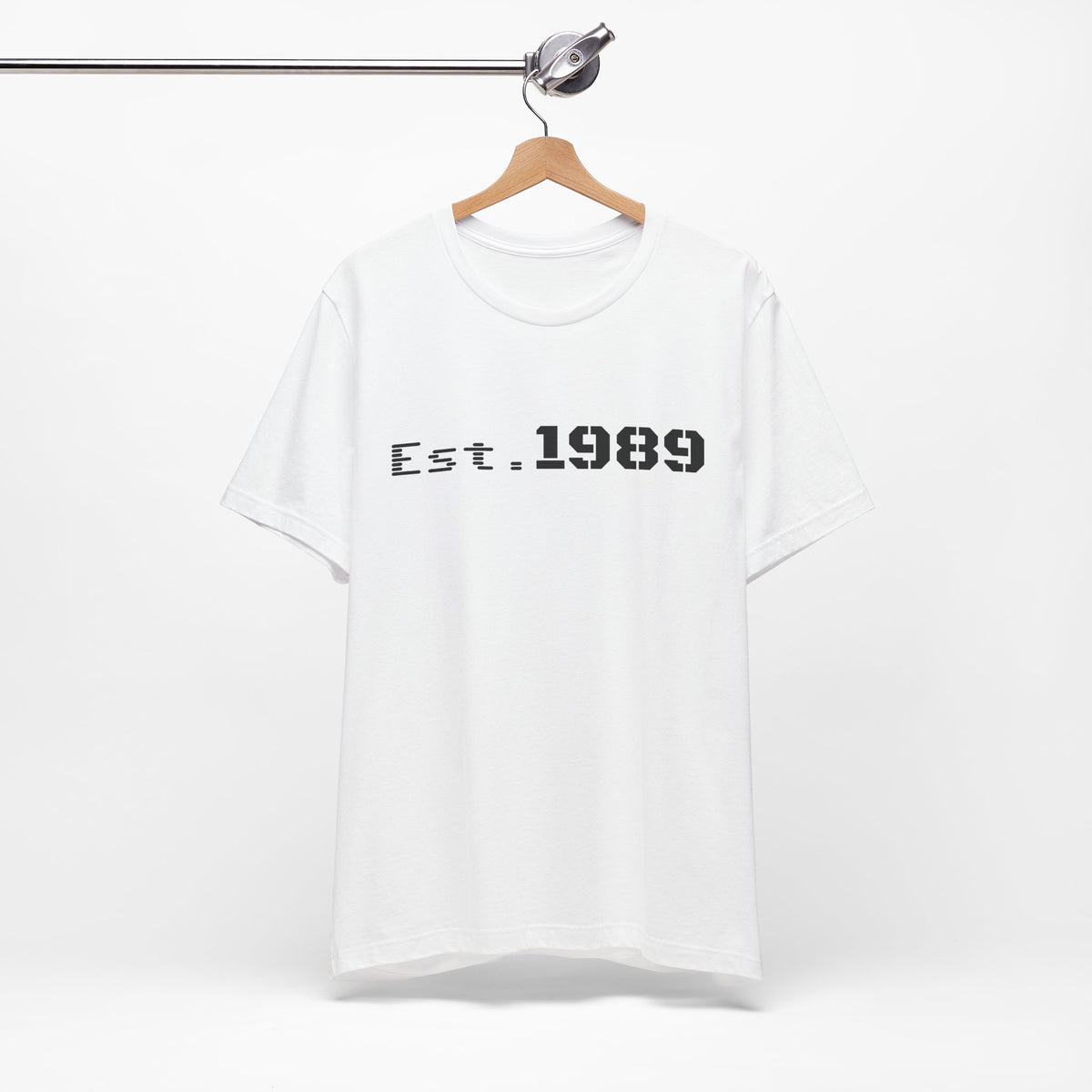 Vintage Est. 1989 Printify graphic T-shirt featuring bold "Born in 1989" design on soft cotton fabric.