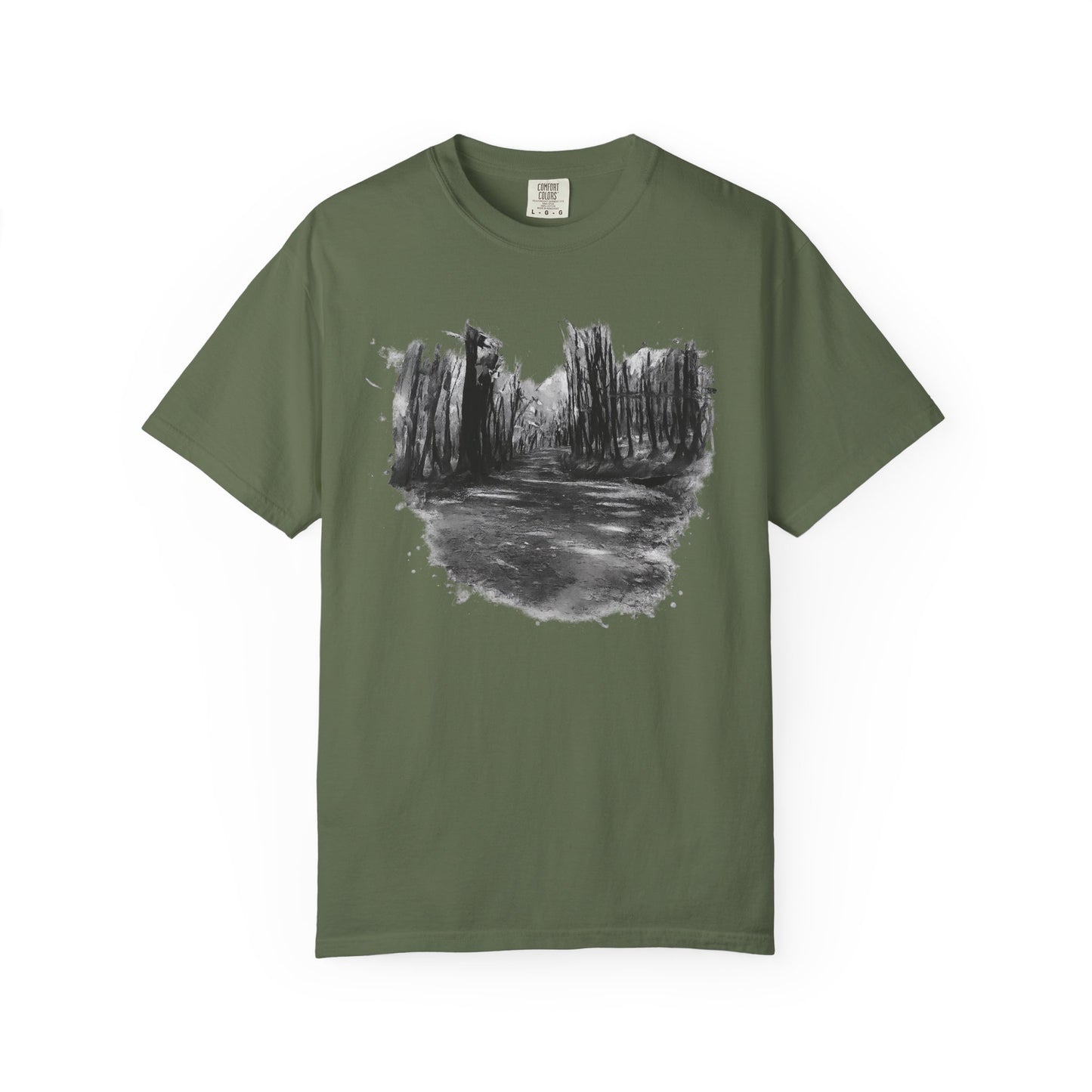 Artistic Forest Scene T-shirt | Nature Lover Gift, Outdoor Adventure Tee, Eco-Friendly Fashion, Vintage Inspired Clothing, Unisex Gift - TRV