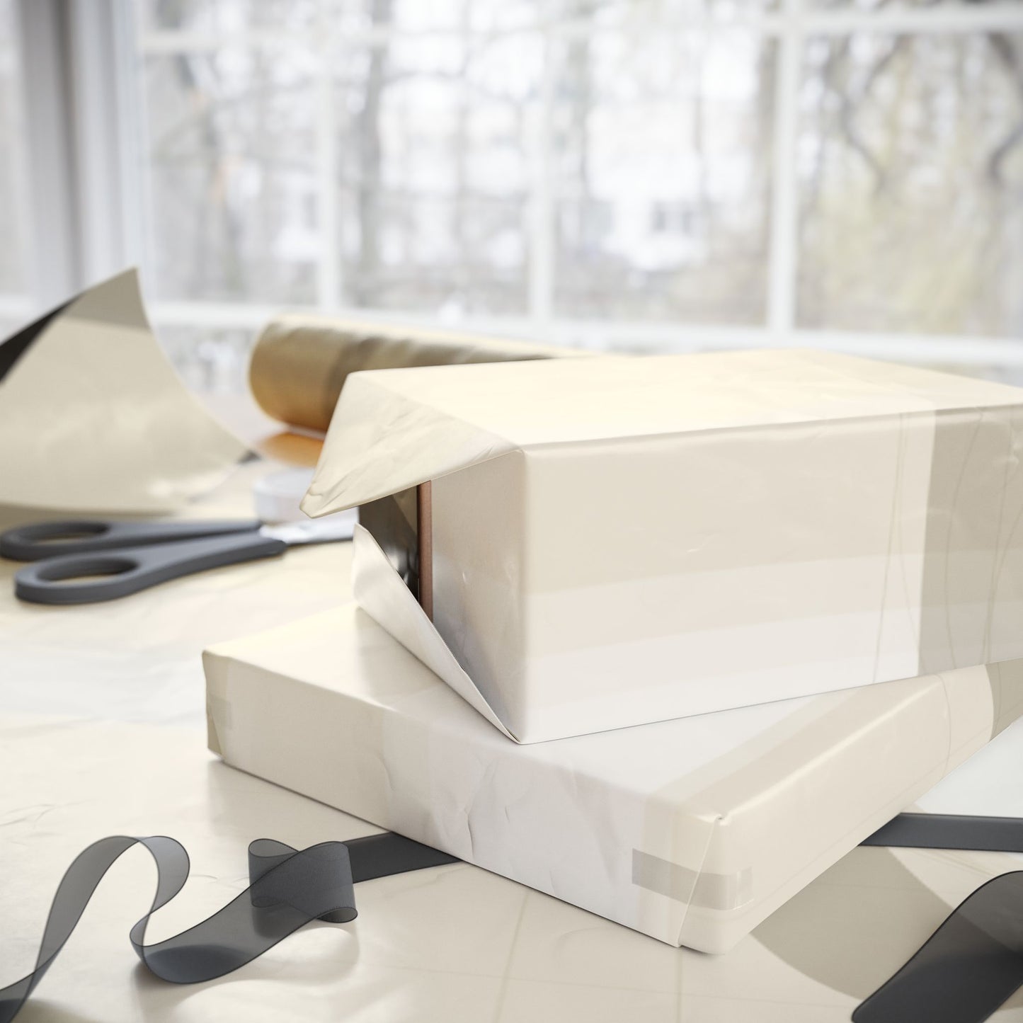 Neutral Abstract Circles Wrapping Paper
