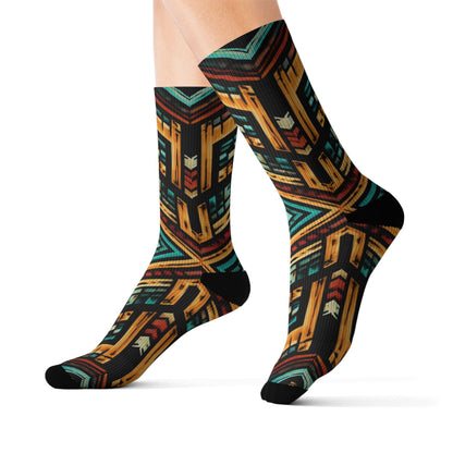 Southwestern Aztec Pattern Socks | Geometric Tribal Print