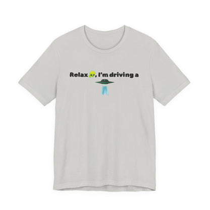 Alien Driving Unisex Tee - Fun Casual Shirt, Gifts for UFO Lovers, Quirky Humor T-Shirt, Perfect for Road Trips, Unique Birthday Present