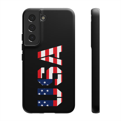 USA patriotic American flag phone case by Printify, featuring a tough protective design with bold flag graphics.