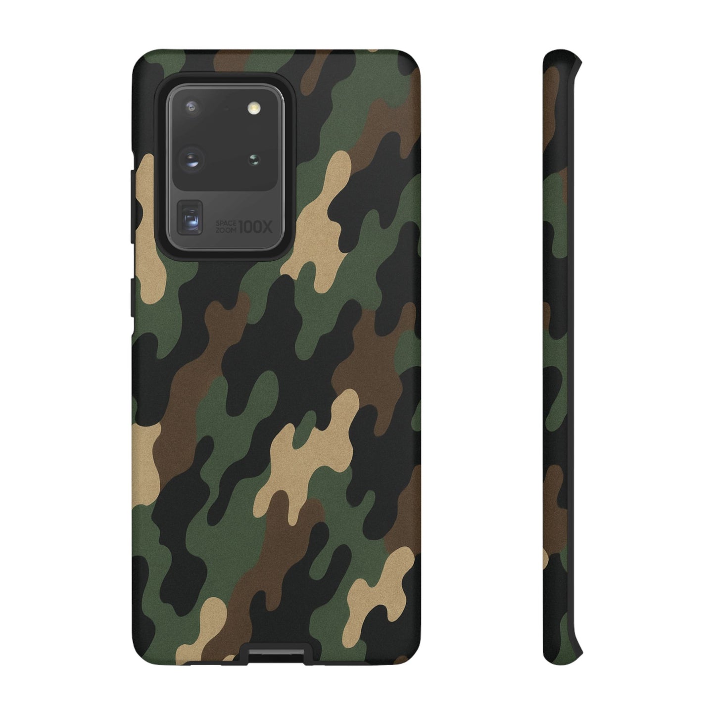 Camouflage tough phone case by Printify, rugged camo design providing durable protection for smartphones.