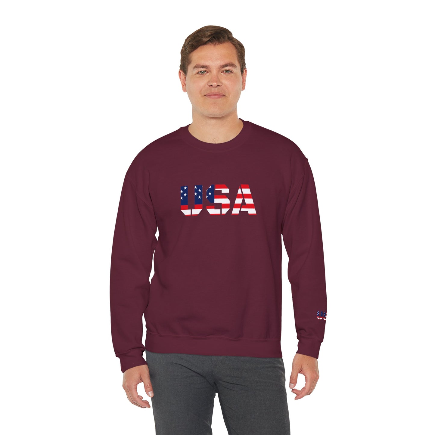 USA Flag Unisex Crewneck Sweatshirt, Cozy Apparel, Casual Wear, Independence Day Gift, Americana Style