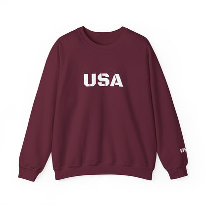 USA Printify crewneck sweatshirt with patriotic design, cozy fit, perfect for casual wear and patriotic celebrations.