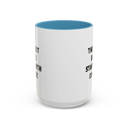 Ceramic coffee mug with "The Best Days Start With Coffee" quote in black text, 11oz size, on a white background.