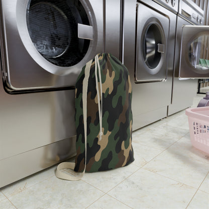 Green Camo Pattern Laundry Bag | Camouflage Sling Wash Bag - TRV
