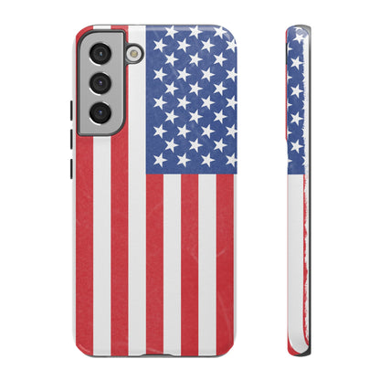 American flag tough phone case for iPhone by Printify, featuring a durable, patriotic design with bold flag imagery.