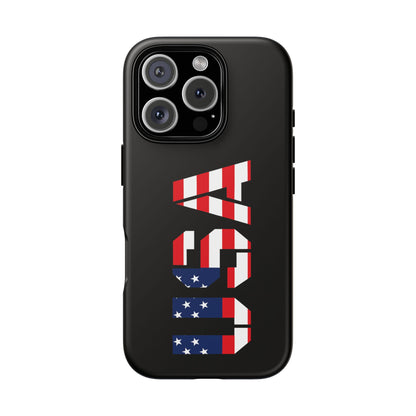 Patriotic American flag phone case by Printify, rugged protective case for smartphones featuring bold American flag design.