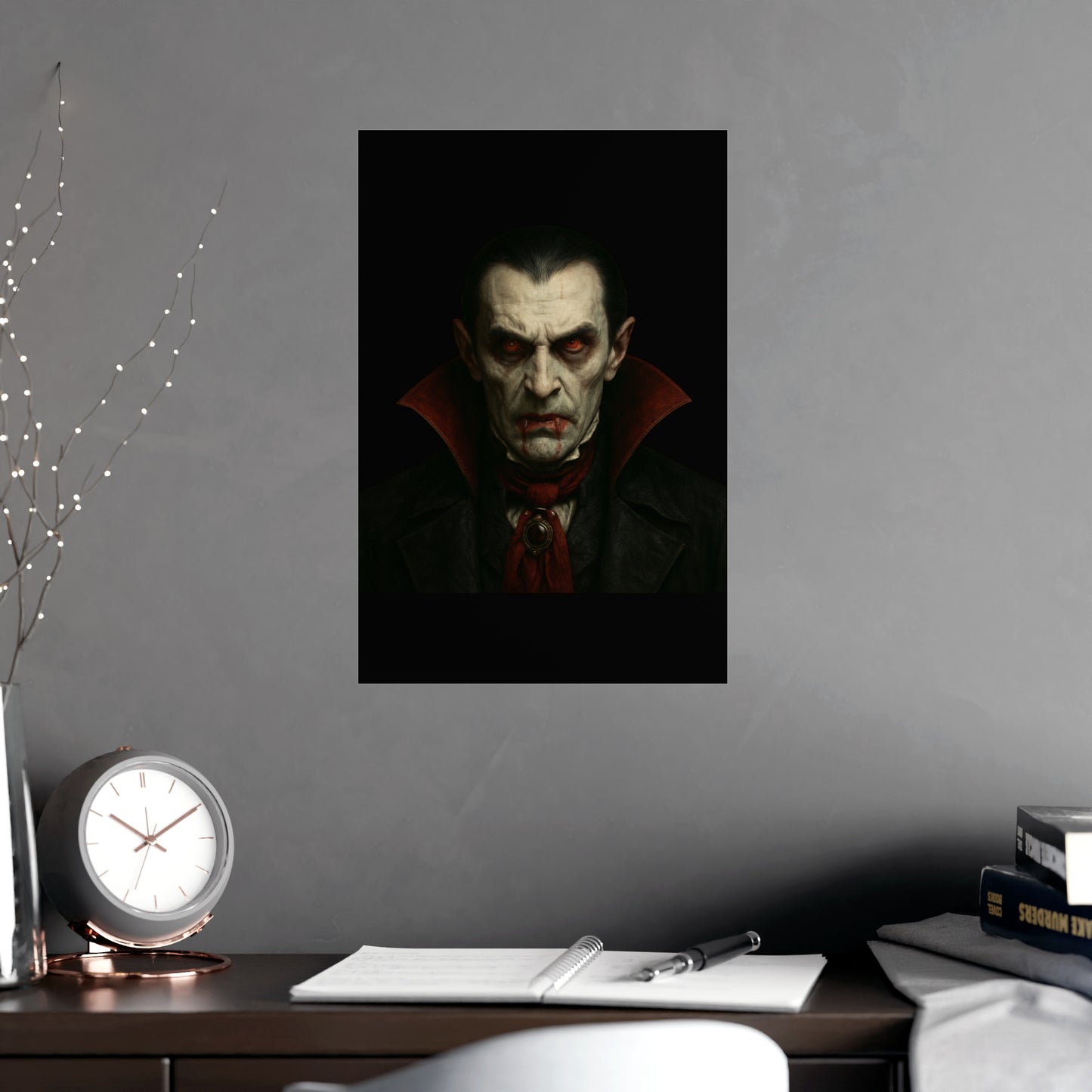Gothic Vampire Art Poster, Spooky Wall Decor, Horror Room Accent, Perfect for Halloween, Gothic Decor, Home Office Artwork - TRV