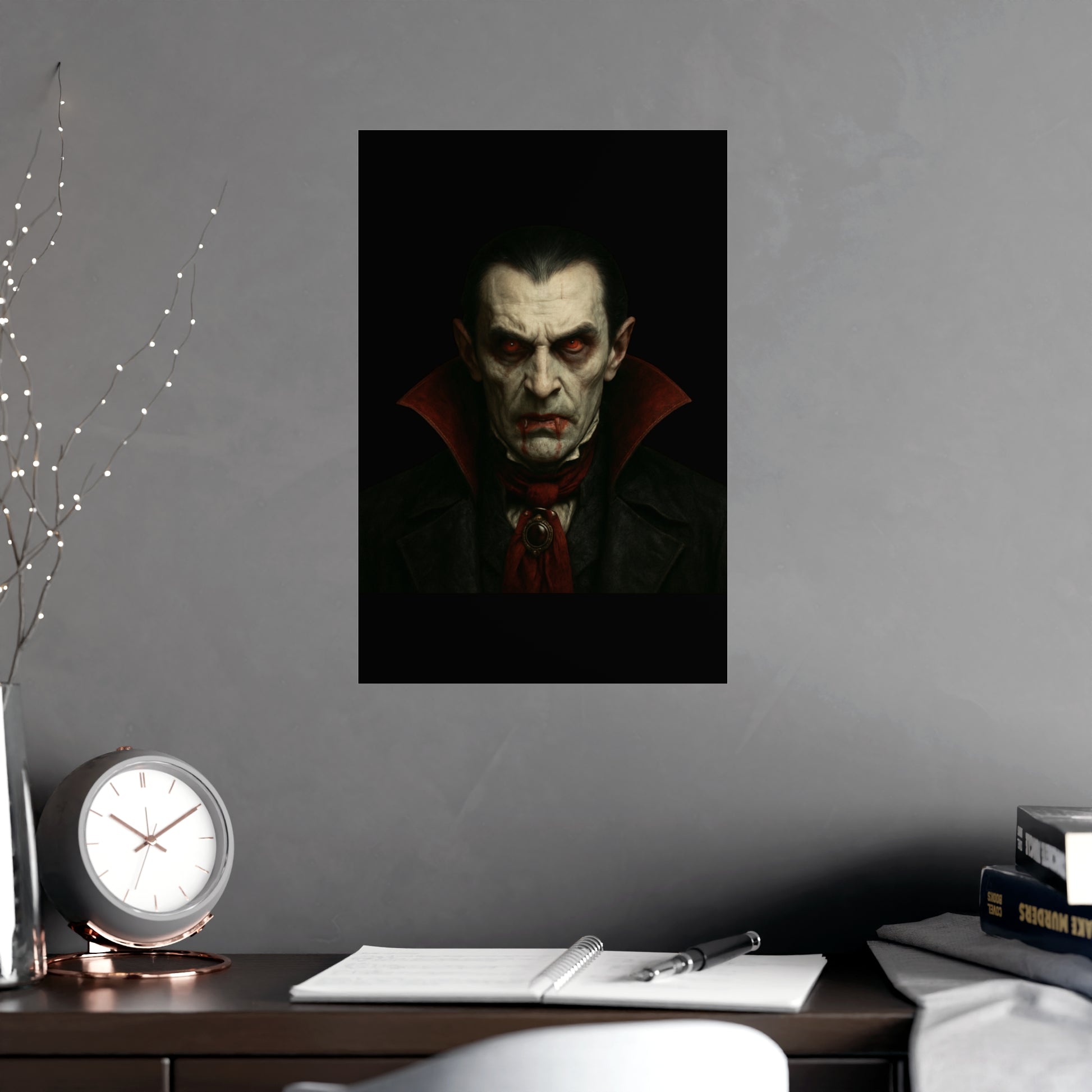 Gothic Vampire Art Poster, Spooky Wall Decor, Horror Room Accent, Perfect for Halloween, Gothic Decor, Home Office Artwork - TRV