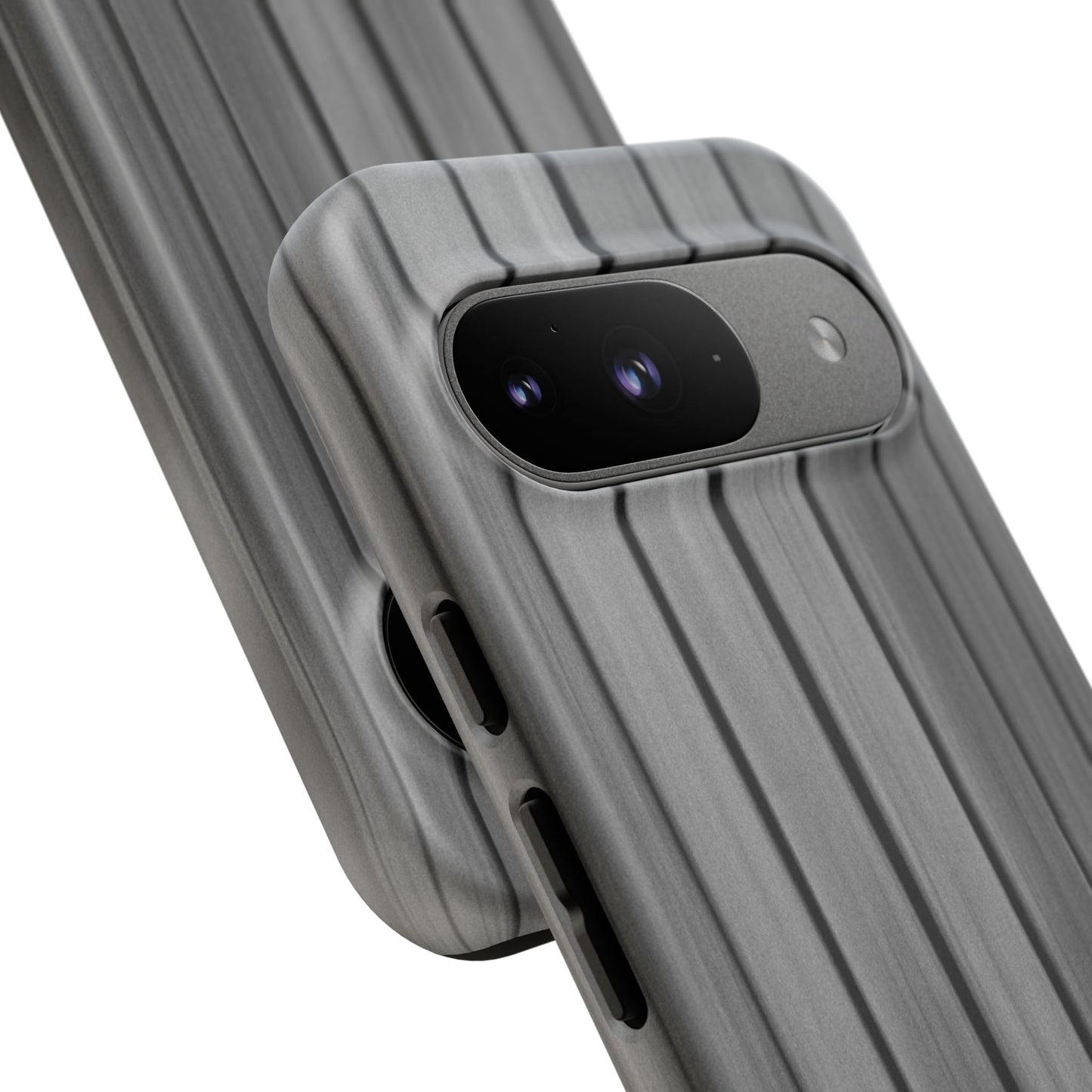 Ribbed metal texture iPhone phone case by Printify with tough protective design, showcasing a sleek and durable cover.