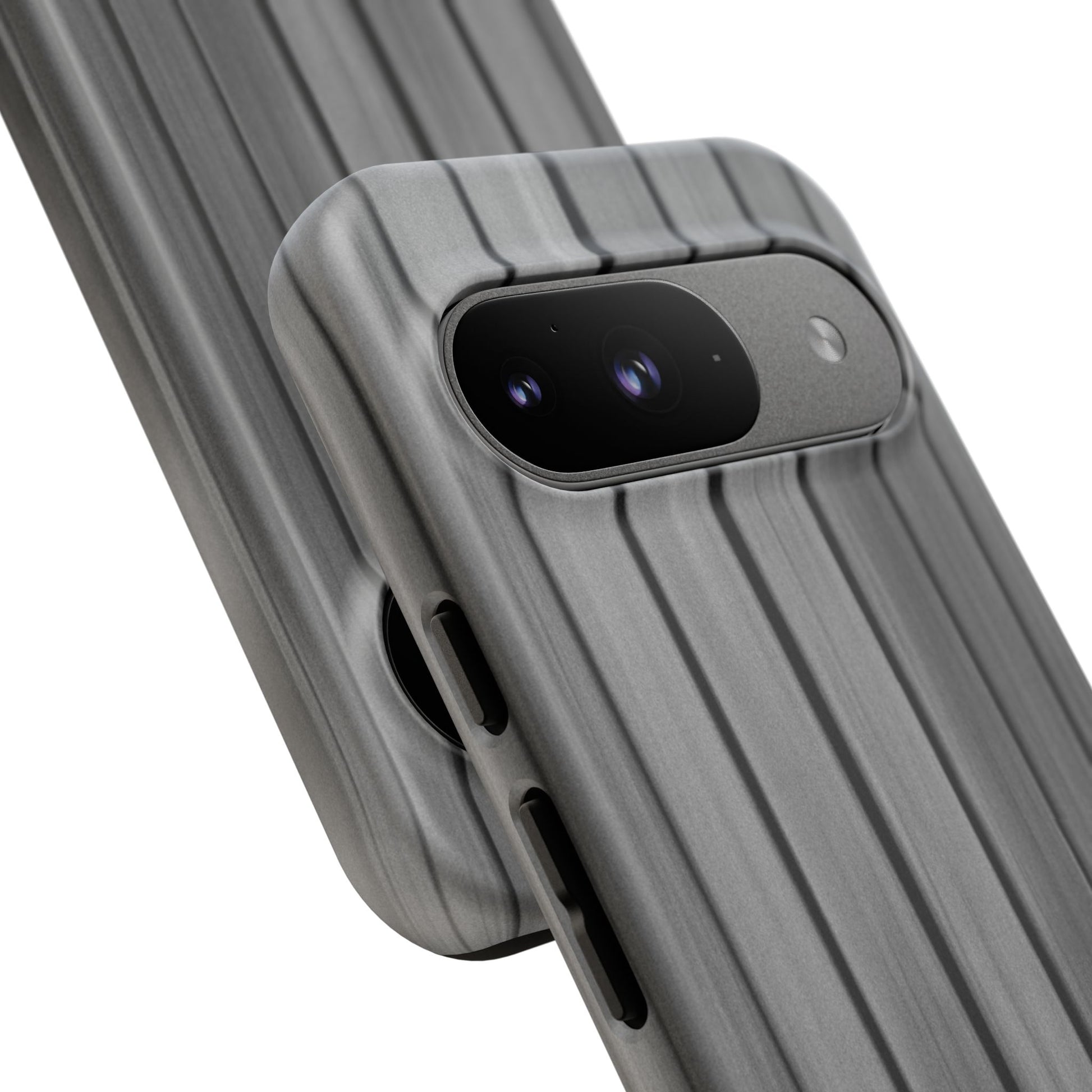 Ribbed metal texture iPhone phone case by Printify with tough protective design, showcasing a sleek and durable cover.