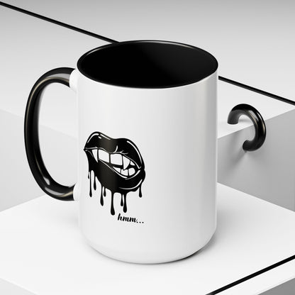 Black Dripping Bite Coffee Mug by Printify, 11oz or 15oz ceramic mug with unique dripping design and black accent.