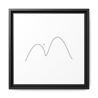 Minimalist mountain line art on framed matte canvas by Printify, featuring simple mountain silhouette artwork.