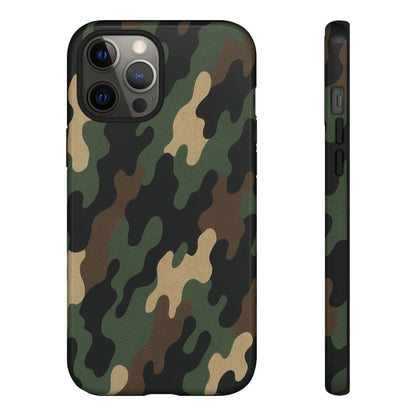 Camouflage tough phone case by Printify featuring rugged camo design and protective material for durable smartphone coverage.