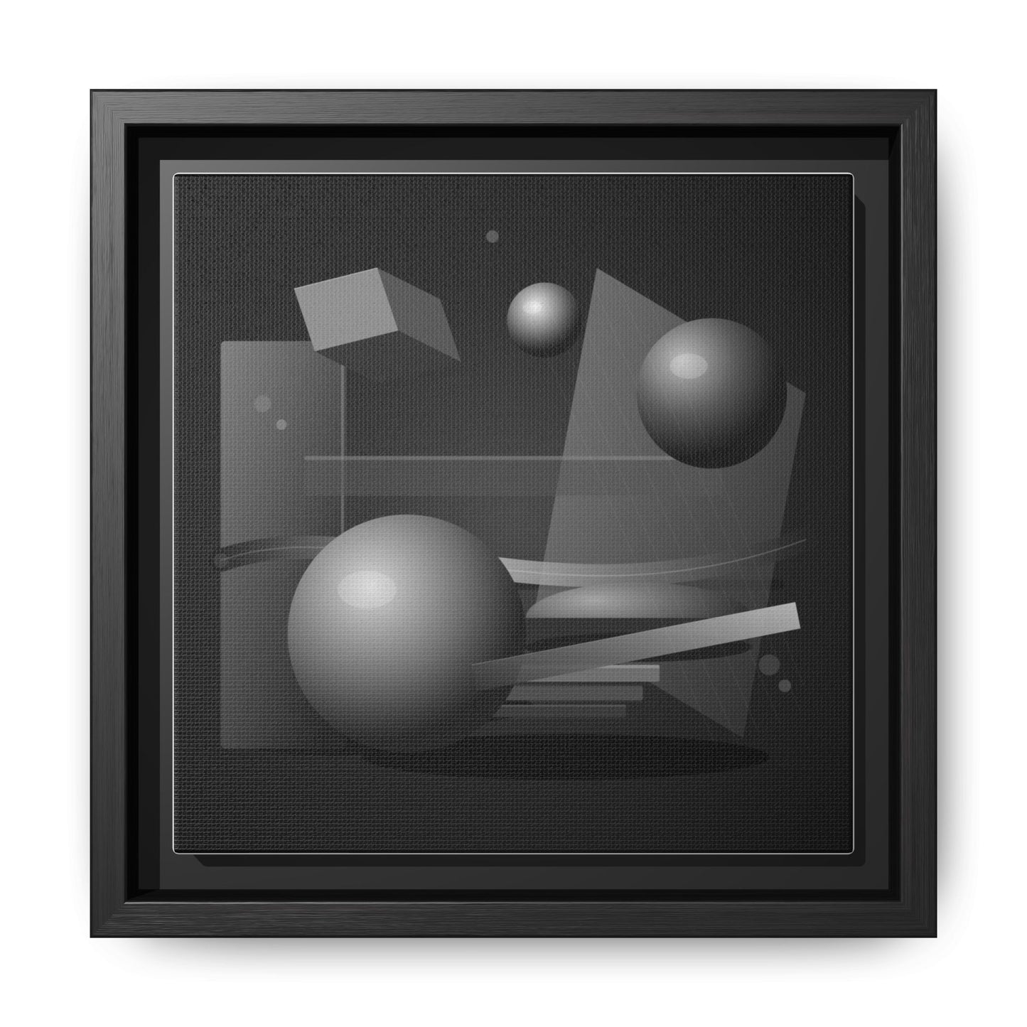 Monochrome Geometric Spheres Canvas Framed Wall Art | Matte Print