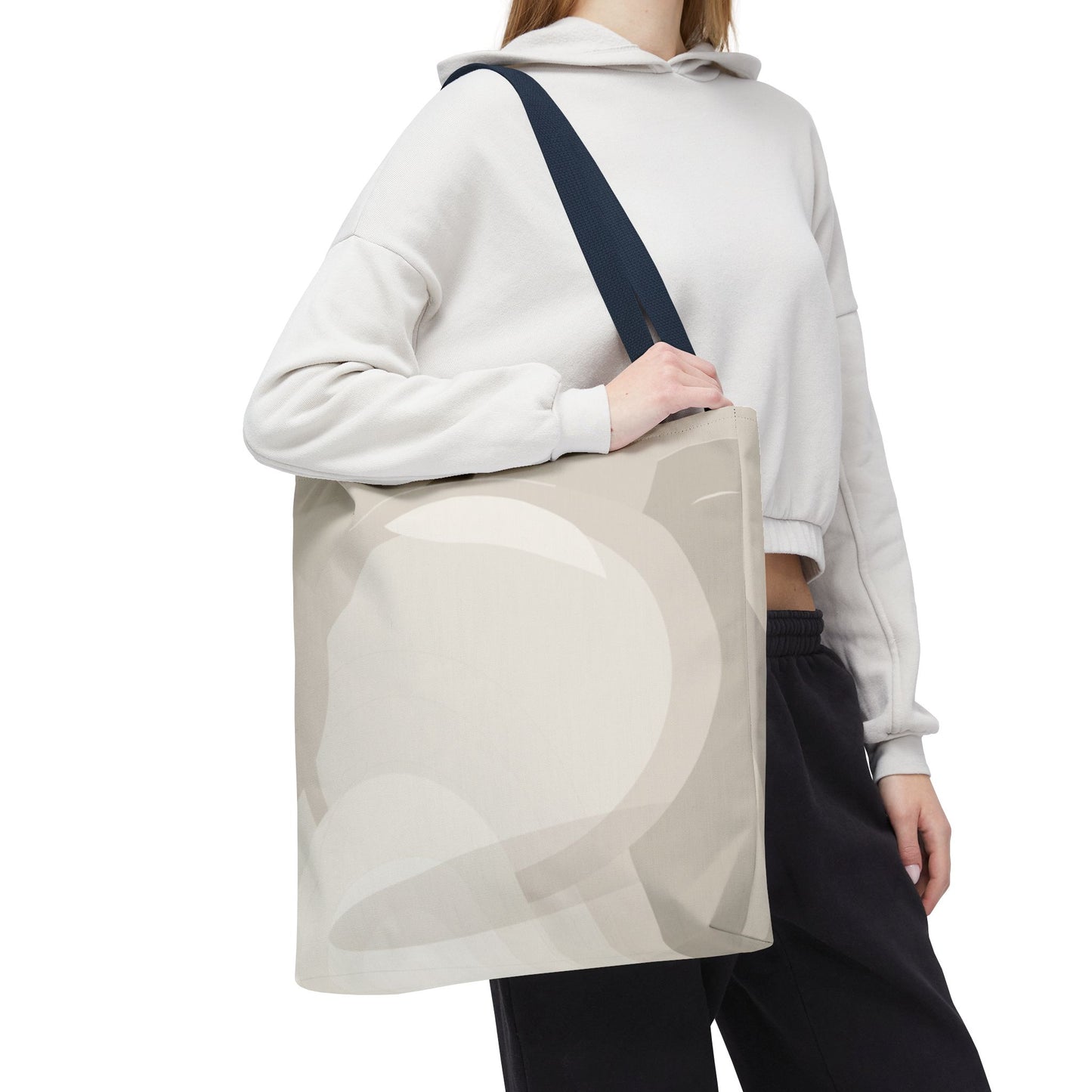 Neutral Abstract Circle Pattern Tote Bag | Minimal Beige AOP Canvas