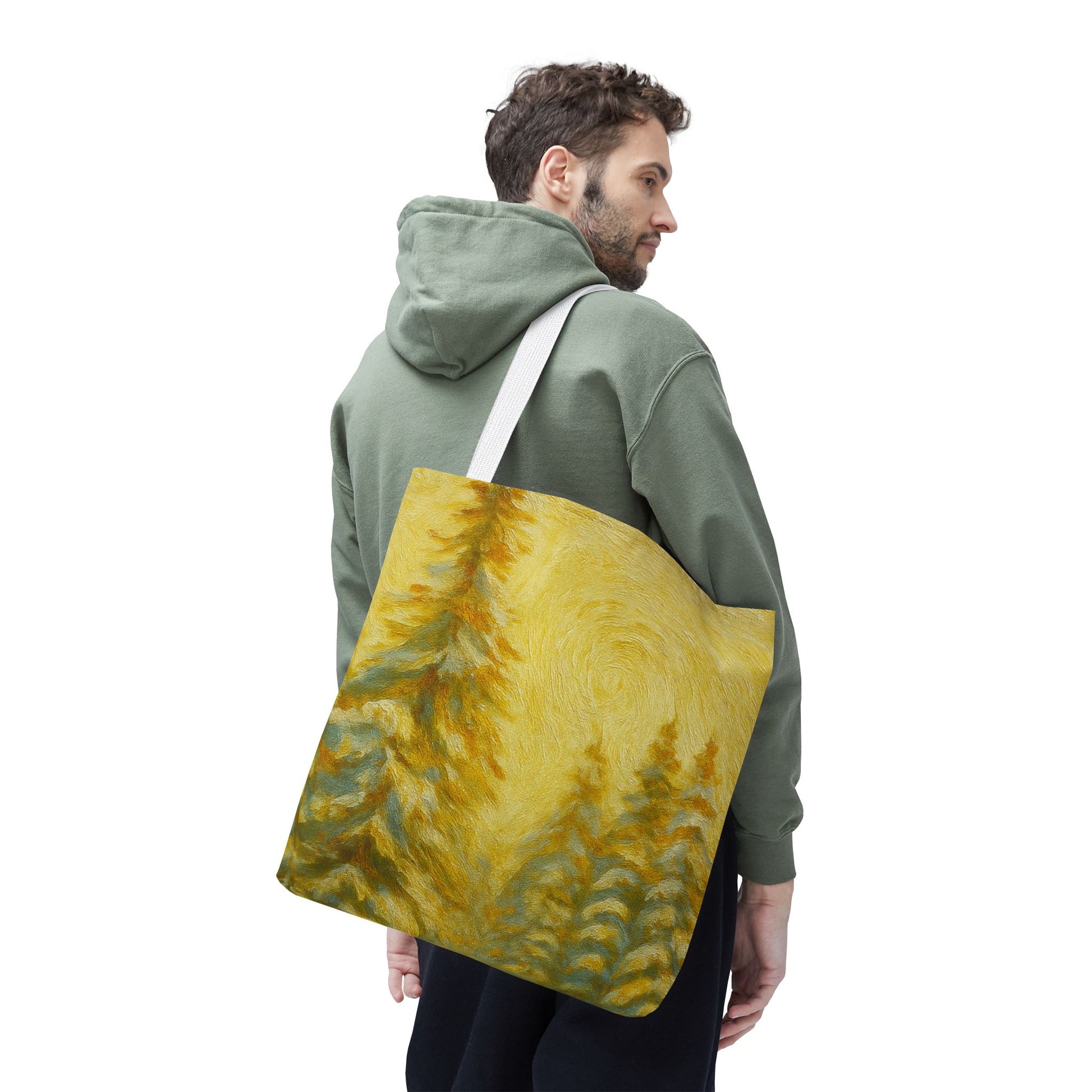 Eco-friendly canvas tote bag with artistic abstract design, perfect for beach or everyday use.