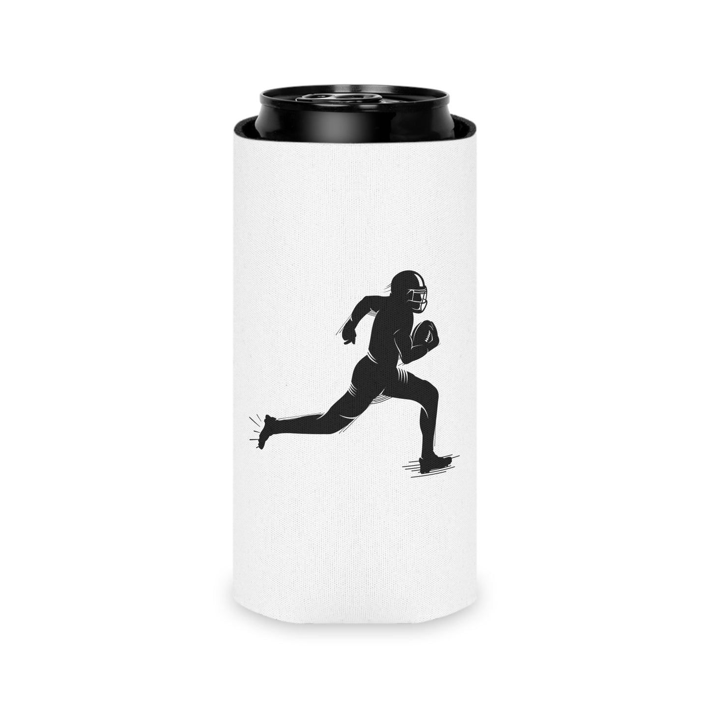 Football Player Can Cooler – Running Ball Carrier Beverage Koozie